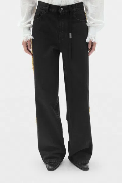 Ann Demeulemeester Annela 5-pockets Straight Leg Loose Trousers With Side Bands In Black