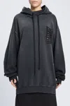 Ann Demeulemeester Annemarie High Comfort Hoody With Printed Patches In Gray