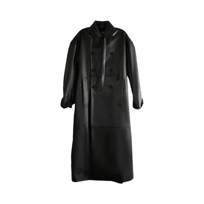 Pre-owned Ann Demeulemeester Ansa Double Breasted Trench Coat 'black' | Women's Size 38
