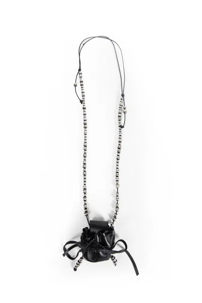 Ann Demeulemeester Ant Fine Silver + Oily Calf Skin + Cotton In Black