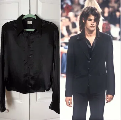 Pre-owned Ann Demeulemeester Archive Ss96 Cropped Rayon Silk Button Up Shirt In Black