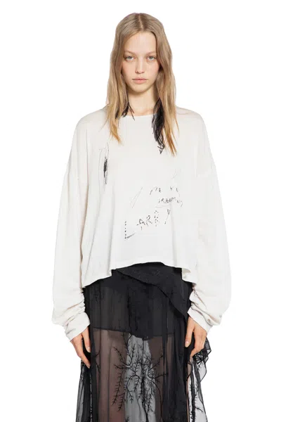 Ann Demeulemeester Long-sleeved T-shirt In White