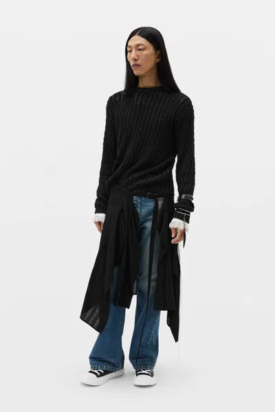 Ann Demeulemeester Areld Twisted Rib Crew Neck Sweater In Black