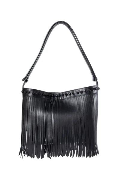 Ann Demeulemeester Arsa Fringed Small Shoulder Bag In Black