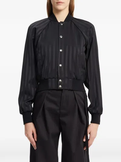 Ann Demeulemeester Arya Striped Bomber Jacket In Black