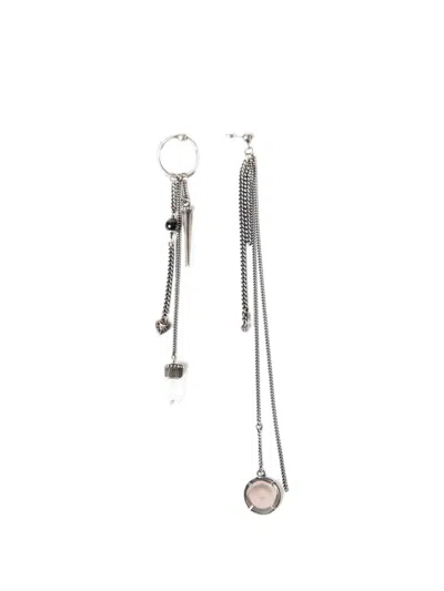 Ann Demeulemeester Asymmetric Charm-detail Earrings In Silver
