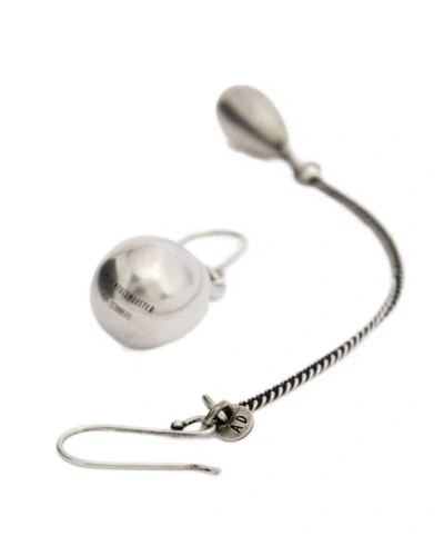 Ann Demeulemeester Asymmetric Silver Earrings In Metallic