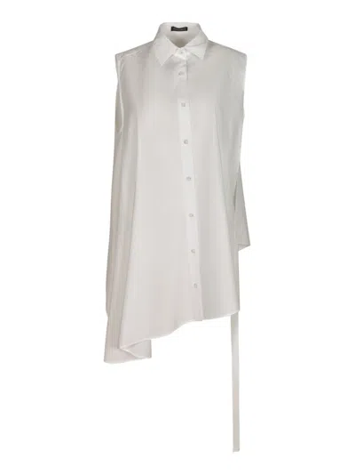 Ann Demeulemeester Asymmetric Sleeveless Shirt In Bianco
