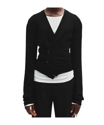ANN DEMEULEMEESTER ASYMMETRIC SPLICED CARDIGAN
