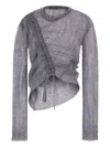 Ann Demeulemeester Asymmetrical Drawstring Sweater In Gray