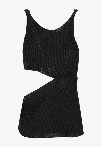 Ann Demeulemeester Asymmetrical Knitted Top In Black