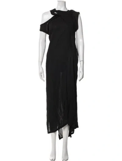 Pre-owned Ann Demeulemeester Asymmetrical Long Dress In Black