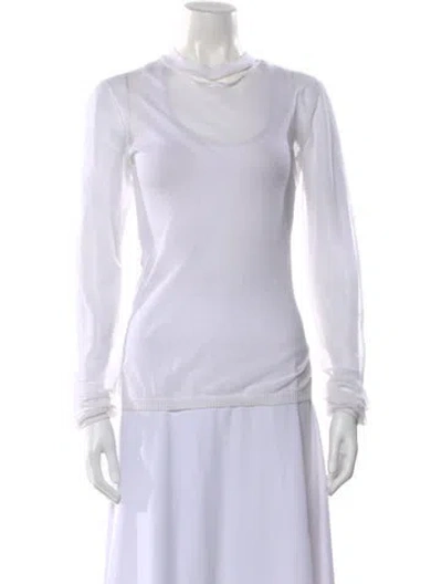 Pre-owned Ann Demeulemeester Asymmetrical Long Sleeve Top In White