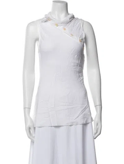 Pre-owned Ann Demeulemeester Asymmetrical Sleeveless Top In White