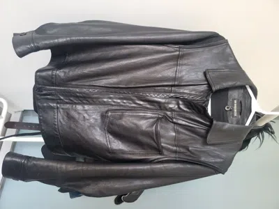 Pre-owned Ann Demeulemeester A/w 16 Flocked Leather Jacket In Black