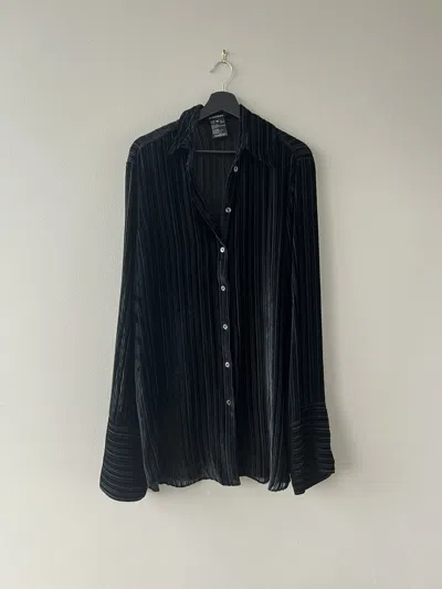 Pre-owned Ann Demeulemeester Aw18 “harlot” Striped Velvet Shirt In Black
