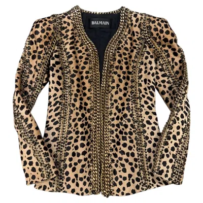 Pre-owned Ann Demeulemeester A/w2010 Balmain By Christophe Decarnin Leopard Pony Hair Metal Chain Jacket In Black