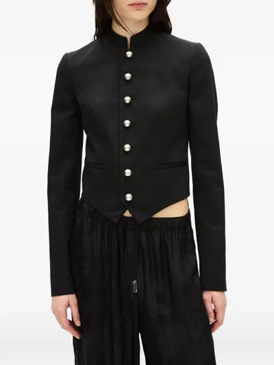 Ann Demeulemeester Bab Stand-collar Button-up Jacket In Black