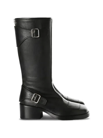 Ann Demeulemeester Balo Buckle-detail Knee-high Biker Boots In Black