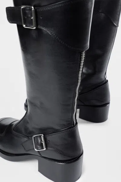 Ann Demeulemeester Balo High Biker Boots In Black