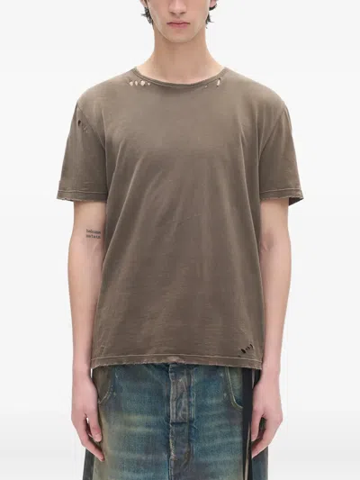 Ann Demeulemeester Baptist Distressed T-shirt In Brown