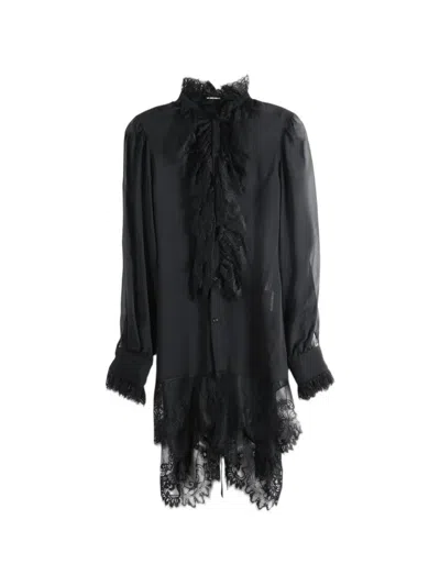 Ann Demeulemeester Barah Ruffled Lace-trimmed Silk-chiffon Blouse In Black