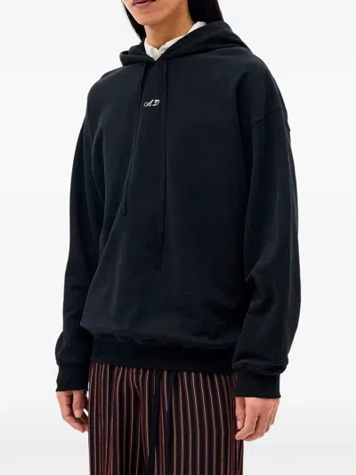 Ann Demeulemeester Bardi Logo-embroidered Drawstring Hoodie In Blue