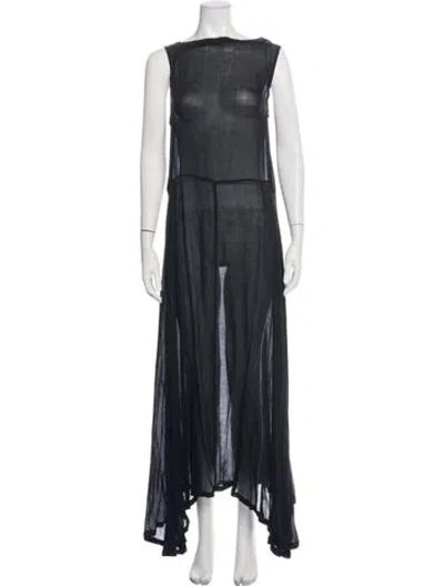 Pre-owned Ann Demeulemeester Bateau Neckline Long Dress In Blue