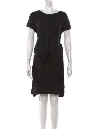 Pre-owned Ann Demeulemeester Bateau Neckline Midi Length Dress In Black