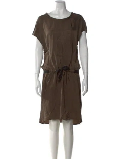 Pre-owned Ann Demeulemeester Bateau Neckline Midi Length Dress In Green