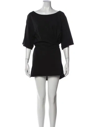 Pre-owned Ann Demeulemeester Bateau Neckline Mini Dress In Black/blue