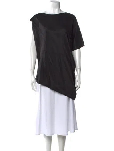 Pre-owned Ann Demeulemeester Bateau Neckline Short Sleeve Top In Black
