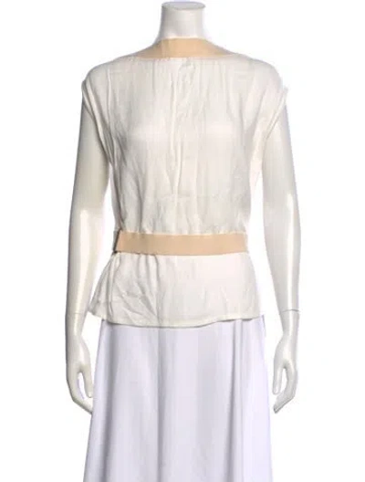 Pre-owned Ann Demeulemeester Bateau Neckline Short Sleeve Top In Neutrals