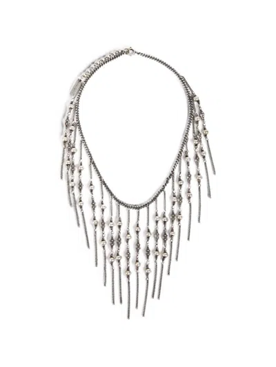 Ann Demeulemeester Beaded Curb-chain Necklace In Silver