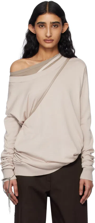 Ann Demeulemeester Beige Helle High-comfort Sweater In 034 Dusty Nude
