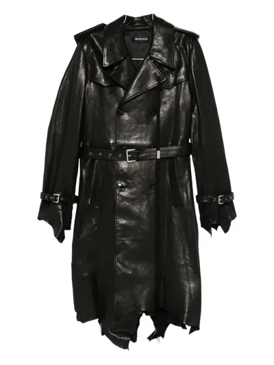Ann Demeulemeester Belted Double-breasted Coat In Brown