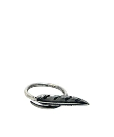 Ann Demeulemeester Berk Feather Ring In Ancient Silver