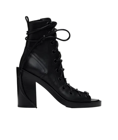 Ann Demeulemeester Woman Ankle Boots Black Size 11 Leather In Multicolor