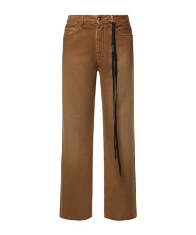 Ann Demeulemeester Bescheidene 5-pocket Relaxed Flared Trousers In Brown