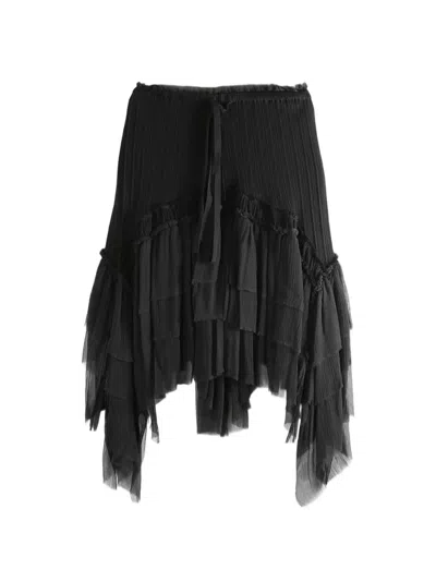 Ann Demeulemeester Bete Ruffled Asymmetric Skirt In Black