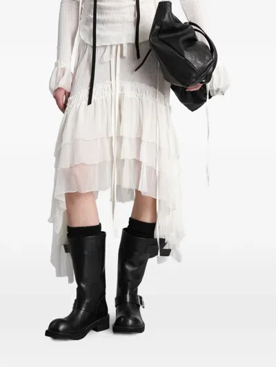 Ann Demeulemeester Bete Tiered Asymmetric Skirt In White