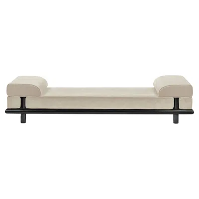 Pre-owned Ann Demeulemeester Beth Daybed In Beige Velvet With Oak Frame Stained Black By