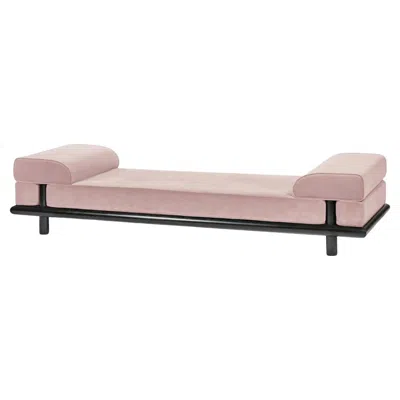 Pre-owned Ann Demeulemeester Beth Daybed In Rose Velvet With Oak Frame Stained Black By  In Red