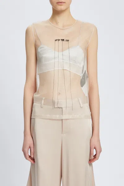 Ann Demeulemeester Biba Sleeveless Top With "up In The Sky" Embroidery In White