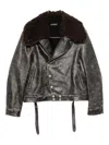 Ann Demeulemeester Binus Fur-collar Button Leather Jacket In Brown
