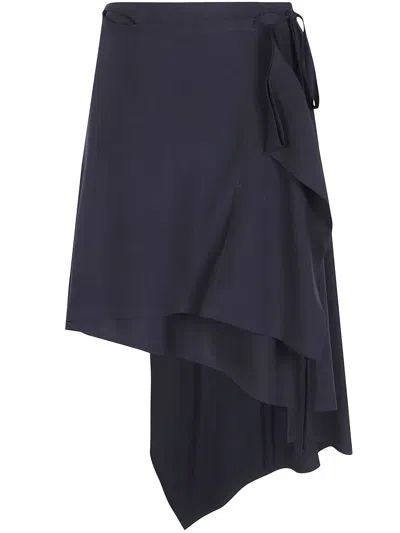 Ann Demeulemeester Skirt Asymmetrical Wrap "birit" In Blue