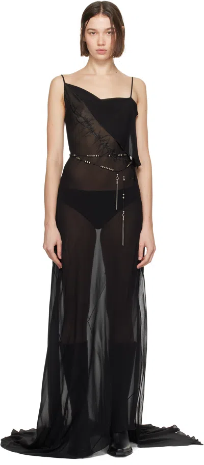 Ann Demeulemeester Black Aarricia Long Bias Slip Dress In 099 Black