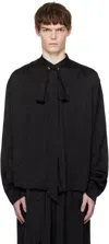 Ann Demeulemeester Adrik Stand Collar Open Front Blouse With Detachable Foulard In Black