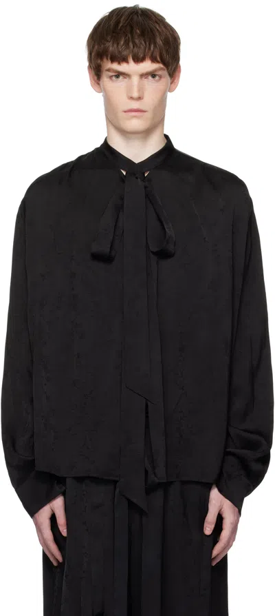 Ann Demeulemeester Black Adrik Stand Collar Open Front Shirt