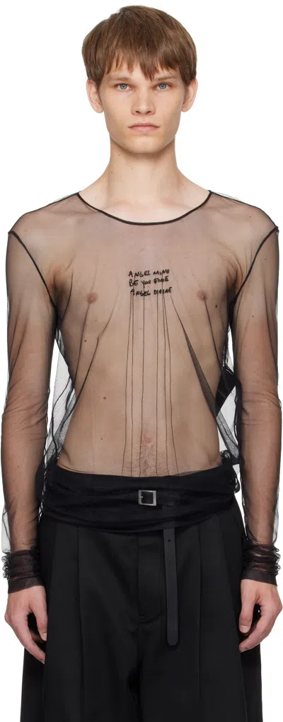 ANN DEMEULEMEESTER BLACK 'ANGEL DIVINE' LONG SLEEVE T-SHIRT
